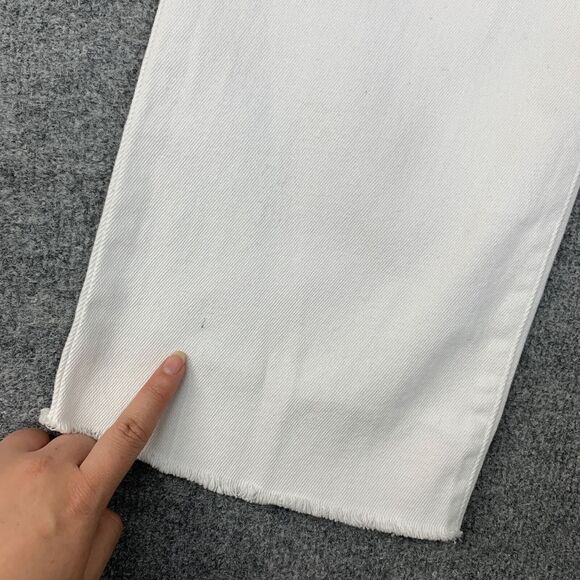 Sincerely Jules Jeans Women 5/27 White Denim High Rise Raw Hem Kick Bell Cropped - Picture 3 of 15